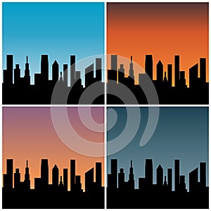 City skyline with  gradient sunset backgrounds