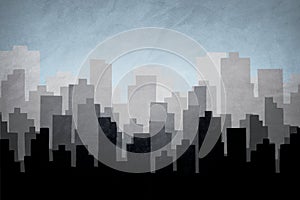 City skyline illustration.Silhouette of Downtown and Urban landscape