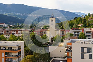 City Skyline With Majestic Mountains