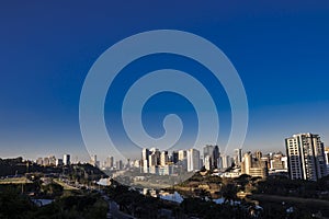 City skyline, with Marginal Avenue and Pinheiros River in the foreground