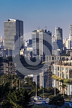 City skyline, with Marginal Avenue and Pinheiros River in the foreground