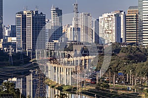 City skyline, with Marginal Avenue and Pinheiros River in the foreground photo