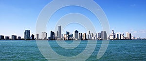 City Skyline panoramic view of downtown Miami on a clear day.