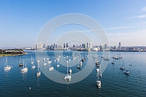 City Skyline with Sailing Boat on the San Diego Sea