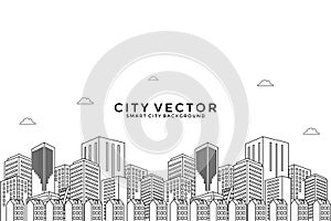 City skyline vector illustration. Urban landscape. Modern cityscape in flat style, Cities Vector Background