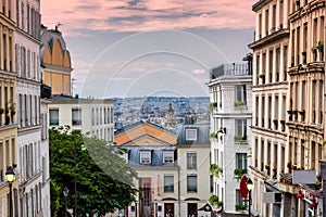 City skyline view as seen from montmartre paris, france