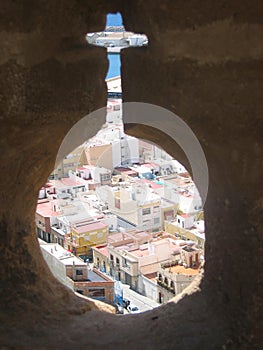 City skyline and walls of Alcazaba fortress in Almeria