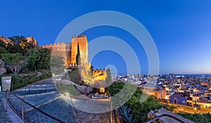 City skyline and walls of Alcazaba fortress in Almeria