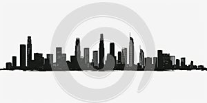 a city skyline with a white background