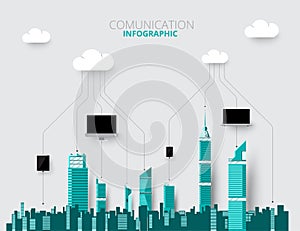 City skylines background vector illustration. flat city building