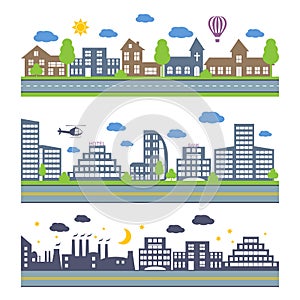 City Skylines vector icons set