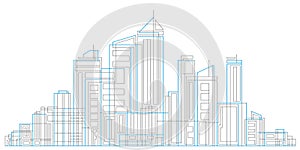 City skyscrapers .Drawing buildings.Architecture panoramic landscape.Vector illustration