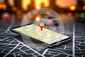 City smartphone navigation communication point direction hand phone street map road location gps