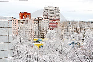 City in the snow