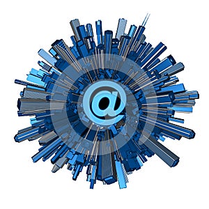 City Sphere Globe 3D with @ At Symbol