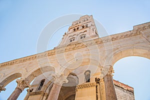 City of Split, Croatia, cathedral tower in Roman emperor Diocletian palace