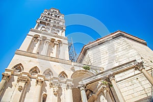 City of Split, Croatia, cathedral tower in Roman emperor Diocletian palace