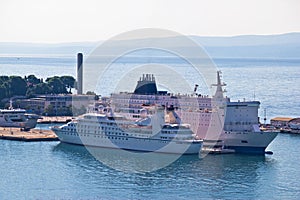 City of Split harbor aerial view