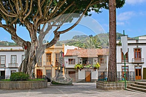 City square - Beautiful colorful typical spanish colonial architecture,  Teror city, Gran Canaria, Canary Islands, Spain