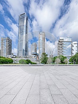 City square road and buildings skyline in Shenzhen