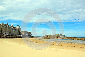 City of St Malo and beach Brittany France