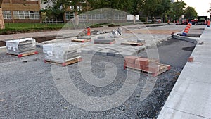 City street being renovated with new bricks View 2