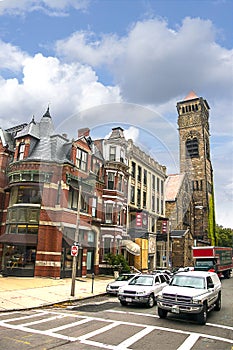 City Street Corner in Boston Massachusetts USA