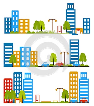 City street, flat design, housing, neighborhood. vector illustration.