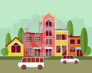 City street flat design vector illustration