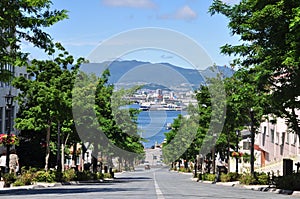 City street at Hakodate, Japan