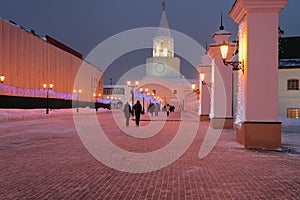 City Street January night. Kazan, Russia