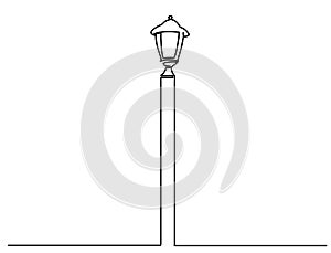 City street lantern. Streetlight vintage lamp icons isolated on white background. Flat thin line design. Vector