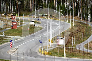 City street and light poles