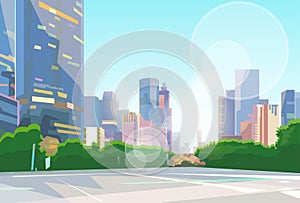 City Street Skyscraper View Cityscape Vector photo