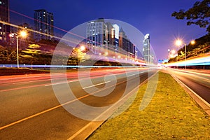 City street and traffic at night