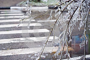 City streets after freezing.