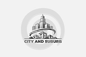 City and Suburb vector illustration