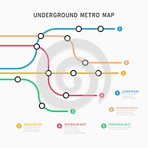 City Subway transportation scheme. Underground connection top view