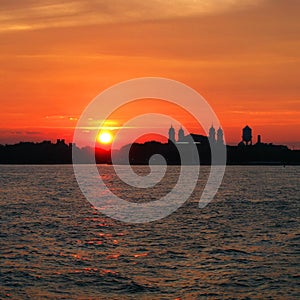 City sunset in New York photo