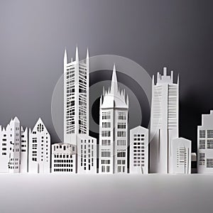 City, syscraper buildings made of paper, traditional papercut paper crafted handmade decoration