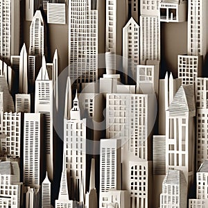 City, syscraper buildings made of paper, traditional papercut paper crafted handmade decoration