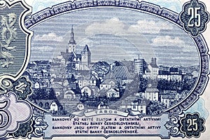 City of Tabor in southern Moravia from money