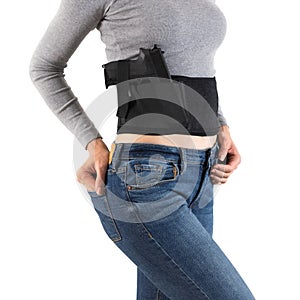 City tactical holster for concealed carrying weapons. photo