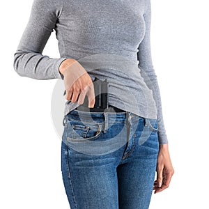 City tactical holster for concealed carrying weapons with a pistol inside