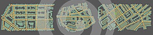 City top view. View from above the map buildings. Map navigation to own house. Top view. Abstract background. Cute