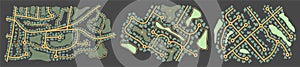 City top view. View from above the map buildings. Map navigation to own house. Top view. Abstract background. Cute