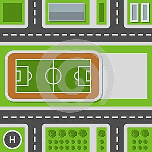 City Top View. Town Map Seamless Pattern. Vector