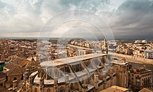 The city of Tortosa and the Ebro river