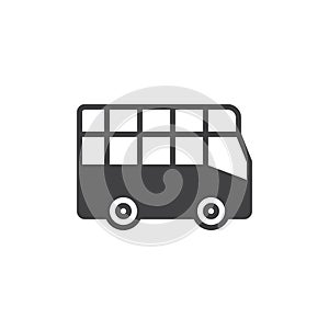 City tour bus icon vector, filled flat sign, solid pictogram isolated on white.