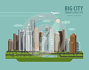 City, town, megapolis vector logo design template